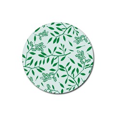 Leaves Foliage Green Wallpaper Rubber Round Coaster (4 Pack)  by Nexatart