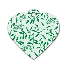 Leaves Foliage Green Wallpaper Dog Tag Heart (two Sides) by Nexatart