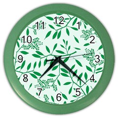 Leaves Foliage Green Wallpaper Color Wall Clocks