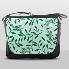 Leaves Foliage Green Wallpaper Messenger Bags by Nexatart