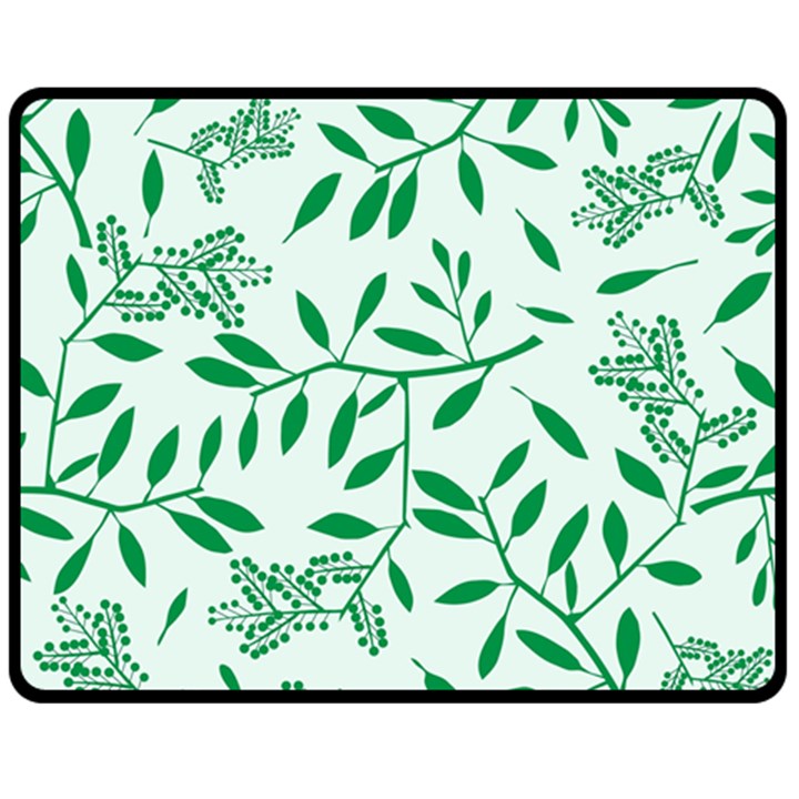 Leaves Foliage Green Wallpaper Double Sided Fleece Blanket (Medium) 