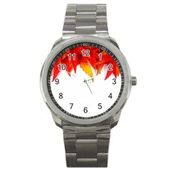 Abstract Autumn Background Bright Sport Metal Watch by Nexatart