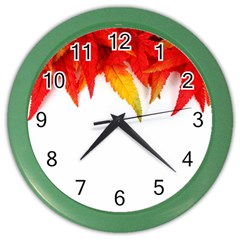 Abstract Autumn Background Bright Color Wall Clocks by Nexatart