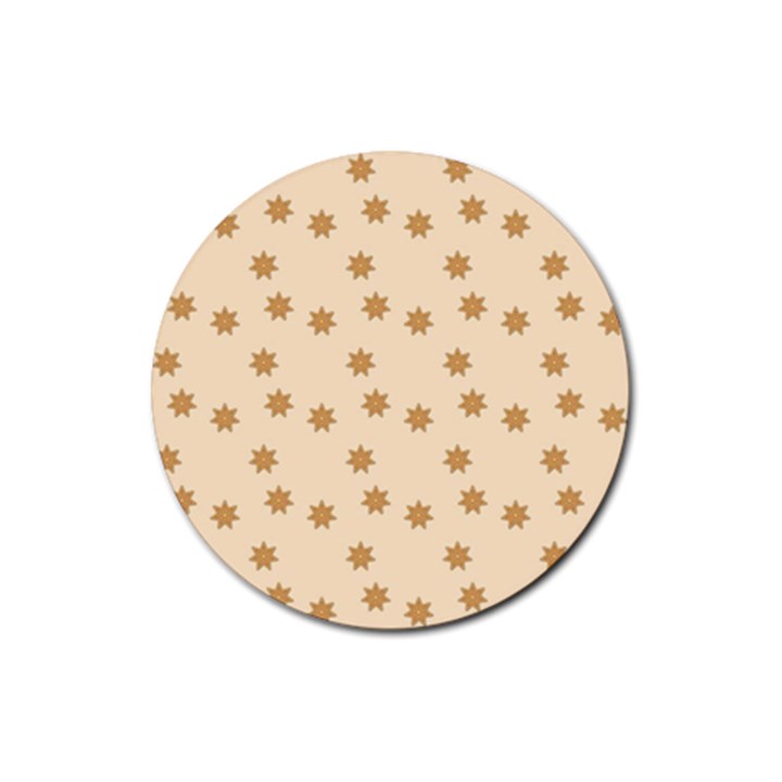 Pattern Gingerbread Star Rubber Round Coaster (4 pack) 