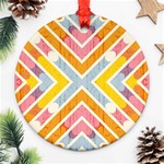 Line Pattern Cross Print Repeat Ornament (Round) Front