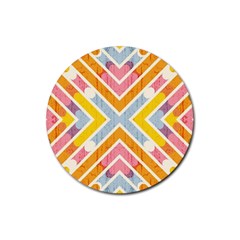 Line Pattern Cross Print Repeat Rubber Coaster (round)  by Nexatart