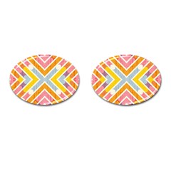 Line Pattern Cross Print Repeat Cufflinks (oval) by Nexatart