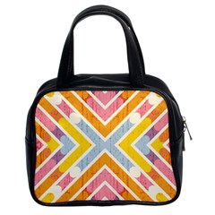 Line Pattern Cross Print Repeat Classic Handbags (2 Sides) by Nexatart