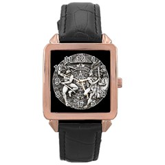 Pattern Motif Decor Rose Gold Leather Watch  by Nexatart