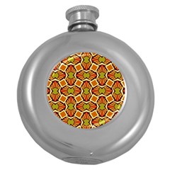 Geometry Shape Retro Trendy Symbol Round Hip Flask (5 Oz) by Nexatart