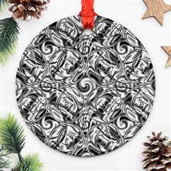 Gray Scale Pattern Tile Design Ornament (round)