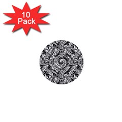 Gray Scale Pattern Tile Design 1  Mini Buttons (10 Pack)  by Nexatart