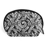 Gray Scale Pattern Tile Design Accessory Pouches (Large)  Front