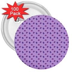 Pattern Background Violet Flowers 3  Buttons (100 Pack)  by Nexatart