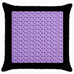 Pattern Background Violet Flowers Throw Pillow Case (black) by Nexatart