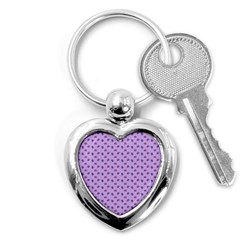 Pattern Background Violet Flowers Key Chains (heart)  by Nexatart