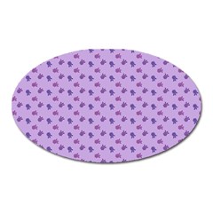 Pattern Background Violet Flowers Oval Magnet by Nexatart