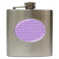 Pattern Background Violet Flowers Hip Flask (6 Oz) by Nexatart