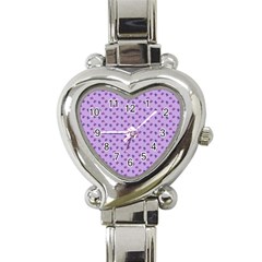 Pattern Background Violet Flowers Heart Italian Charm Watch by Nexatart