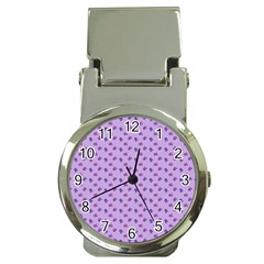 Pattern Background Violet Flowers Money Clip Watches by Nexatart