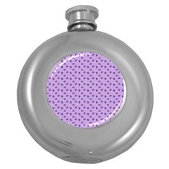 Pattern Background Violet Flowers Round Hip Flask (5 Oz) by Nexatart