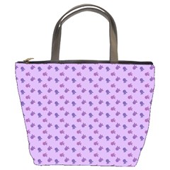 Pattern Background Violet Flowers Bucket Bags by Nexatart