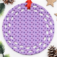 Pattern Background Violet Flowers Round Filigree Ornament (two Sides) by Nexatart