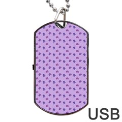 Pattern Background Violet Flowers Dog Tag Usb Flash (one Side)