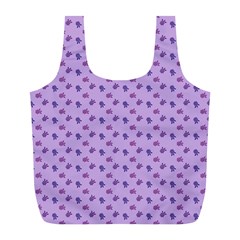 Pattern Background Violet Flowers Full Print Recycle Bags (l)  by Nexatart