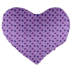 Pattern Background Violet Flowers Large 19  Premium Flano Heart Shape Cushions