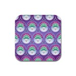 Background Floral Pattern Purple Rubber Square Coaster (4 pack)  Front