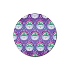 Background Floral Pattern Purple Rubber Round Coaster (4 Pack)  by Nexatart