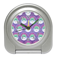 Background Floral Pattern Purple Travel Alarm Clocks by Nexatart