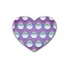 Background Floral Pattern Purple Rubber Coaster (heart)  by Nexatart