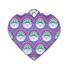 Background Floral Pattern Purple Dog Tag Heart (two Sides) by Nexatart