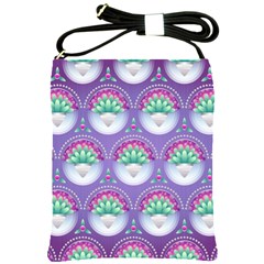 Background Floral Pattern Purple Shoulder Sling Bags by Nexatart