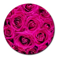 Pink Roses Roses Background Round Mousepads by Nexatart