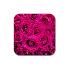 Pink Roses Roses Background Rubber Coaster (square)  by Nexatart