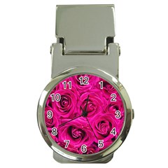 Pink Roses Roses Background Money Clip Watches by Nexatart