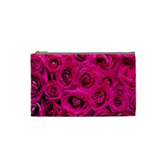 Pink Roses Roses Background Cosmetic Bag (small)  by Nexatart