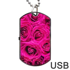 Pink Roses Roses Background Dog Tag Usb Flash (one Side) by Nexatart