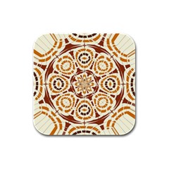 Brown And Tan Abstract Rubber Square Coaster (4 Pack)  by linceazul