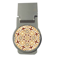 Brown And Tan Abstract Money Clips (round)  by linceazul