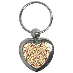 Brown And Tan Abstract Key Chains (heart)  by linceazul