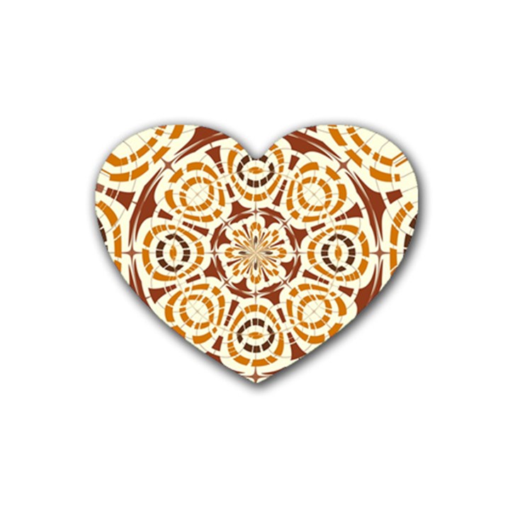 Brown And Tan Abstract Rubber Coaster (Heart) 