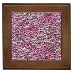 Leaves Pink Background Texture Framed Tiles by Nexatart