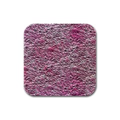 Leaves Pink Background Texture Rubber Square Coaster (4 Pack)  by Nexatart