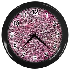 Leaves Pink Background Texture Wall Clocks (black) by Nexatart