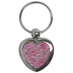 Leaves Pink Background Texture Key Chains (heart)  by Nexatart