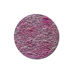 Leaves Pink Background Texture Rubber Round Coaster (4 Pack)  by Nexatart